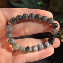 Load image into Gallery viewer, Black and Grey Labradorite Bracelets with Tourmaline Chunk