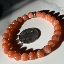 Load image into Gallery viewer, 8mm Confetti Sunstone Bracelet 7.5”