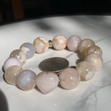 Load image into Gallery viewer, Chunky Colorful Flower Agate Bracelet with Rose Quartz Heart-2 sizes to choose from!