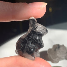 Load image into Gallery viewer, Black Rutile/Tourmalated Quartz Carving- 3 to choose from!