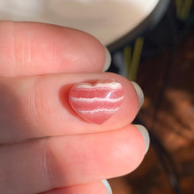 Load image into Gallery viewer, Mini Rhodocrosite Heart Cabochon- 2 to choose from!