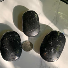 Load image into Gallery viewer, HQ Shungite Palmstone with Pyrite Flecks