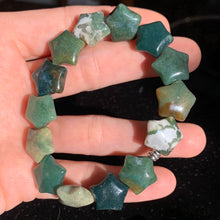 Load image into Gallery viewer, 16mm Moss Agate Star Bracelet - 2 Styles to choose from!