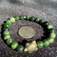 Load image into Gallery viewer, Pyrite Turtle Charm 8mm Bracelet- Many Materials and Prices!