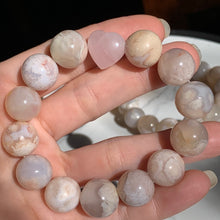 Load image into Gallery viewer, Chunky Colorful Flower Agate Bracelet with Rose Quartz Heart-2 sizes to choose from!