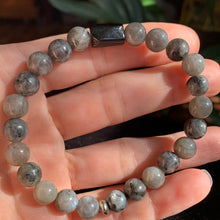 Load image into Gallery viewer, Black and Grey Labradorite Bracelets with Tourmaline Chunk