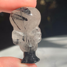 Load image into Gallery viewer, Black Rutile/Tourmalated Quartz Carving- 3 to choose from!