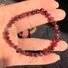 Load image into Gallery viewer, 10" AA Rhodonite Rhombus Bead with Faceted Garnets Necklace w/Bracelet (2 Piece set)