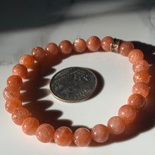 Load image into Gallery viewer, 8mm Confetti Sunstone Bracelet 7.5”
