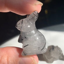Load image into Gallery viewer, Black Rutile/Tourmalated Quartz Carving- 3 to choose from!