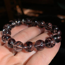 Load image into Gallery viewer, 10mm Black Fire Quartz Bracelet 7”