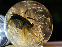 Load image into Gallery viewer, 2.3" Tricolor Rutile Smokey Quartz Sphere 312 grams