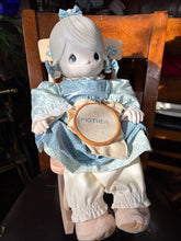 Load image into Gallery viewer, Mother Sew Dear Doll E-2850 by Precious Moments 18" tall-1984 w/Rocking chair