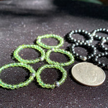 Load image into Gallery viewer, Handmade Crystal Rings/Mini Sphere Stands-Black Spinel or Peridot
