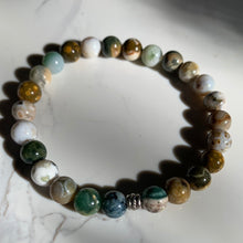 Load image into Gallery viewer, AA Orbicular Ocean Jasper Bracelet 7.25”-8mm or 7mm