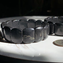 Load image into Gallery viewer, 20mm Flat Squoval HQ Shungite Bracelet with Pyrite flecks🖤