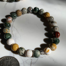 Load image into Gallery viewer, AA Orbicular Ocean Jasper Bracelet 7.25”-8mm or 7mm