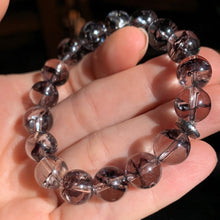 Load image into Gallery viewer, 10mm Black Fire Quartz Bracelet 7”