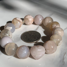 Load image into Gallery viewer, Chunky Colorful Flower Agate Bracelet with Rose Quartz Heart-2 sizes to choose from!