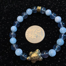 Load image into Gallery viewer, Pyrite Turtle Charm 8mm Bracelet- Many Materials and Prices!