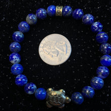 Load image into Gallery viewer, Pyrite Turtle Charm 8mm Bracelet- Many Materials and Prices!
