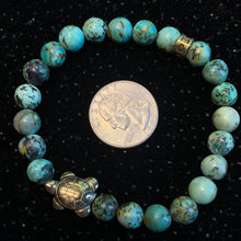 Load image into Gallery viewer, Pyrite Turtle Charm 8mm Bracelet- Many Materials and Prices!
