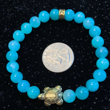 Load image into Gallery viewer, Pyrite Turtle Charm 8mm Bracelet- Many Materials and Prices!