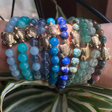 Load image into Gallery viewer, Pyrite Turtle Charm 8mm Bracelet- Many Materials and Prices!