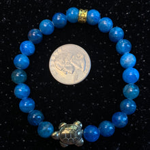 Load image into Gallery viewer, Pyrite Turtle Charm 8mm Bracelet- Many Materials and Prices!