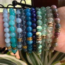 Load image into Gallery viewer, Pyrite Turtle Charm 8mm Bracelet- Many Materials and Prices!