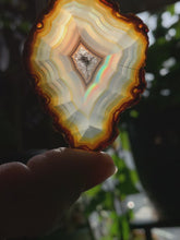 Load and play video in Gallery viewer, HQ Iris Agate Slice-Multicolor fire- 2 to choose from!