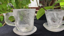Load and play video in Gallery viewer, Clear Quartz Teacup w/saucer and spoon *SALE*