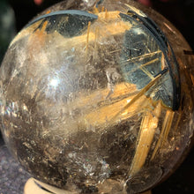 Load image into Gallery viewer, 2.3" Tricolor Rutile Smokey Quartz Sphere 312 grams