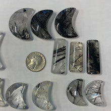 Load image into Gallery viewer, AA Black Rutile Moons/pendants