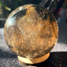 Load image into Gallery viewer, 2.3" Tricolor Rutile Smokey Quartz Sphere 312 grams