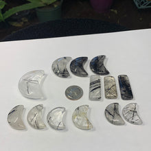 Load image into Gallery viewer, AA Black Rutile Moons/pendants