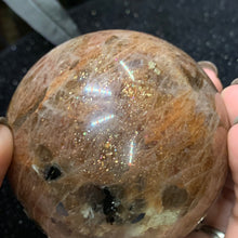 Load image into Gallery viewer, 3" AA Confetti Sunstone Sphere 606 grams