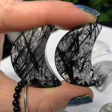 Load image into Gallery viewer, AA Black Rutile Moons/pendants
