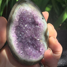 Load image into Gallery viewer, 3.2" Amethyst Geode Druzy Egg 218 grams