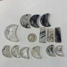 Load image into Gallery viewer, AA Black Rutile Moons/pendants