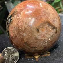 Load image into Gallery viewer, 3" AA Confetti Sunstone Sphere 606 grams