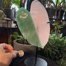 Load image into Gallery viewer, 6.5” Half Rose Quartz Half Green Aventurine Leaf carving (PPP leaf) BIG ONE