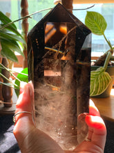 Load image into Gallery viewer, 6.5” AA Smokey Quartz Towers *small chip on tip* 1.2kilo