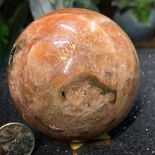 Load image into Gallery viewer, 3" AA Confetti Sunstone Sphere 606 grams