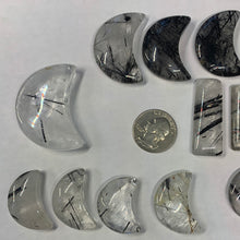Load image into Gallery viewer, AA Black Rutile Moons/pendants