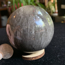 Load image into Gallery viewer, Peculiar Silver Obsidian Sphere