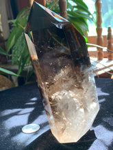 Load image into Gallery viewer, 6.5” AA Smokey Quartz Towers *small chip on tip* 1.2kilo