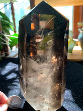 Load image into Gallery viewer, 6.5” AA Smokey Quartz Towers *small chip on tip* 1.2kilo