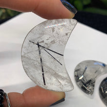 Load image into Gallery viewer, AA Black Rutile Moons/pendants
