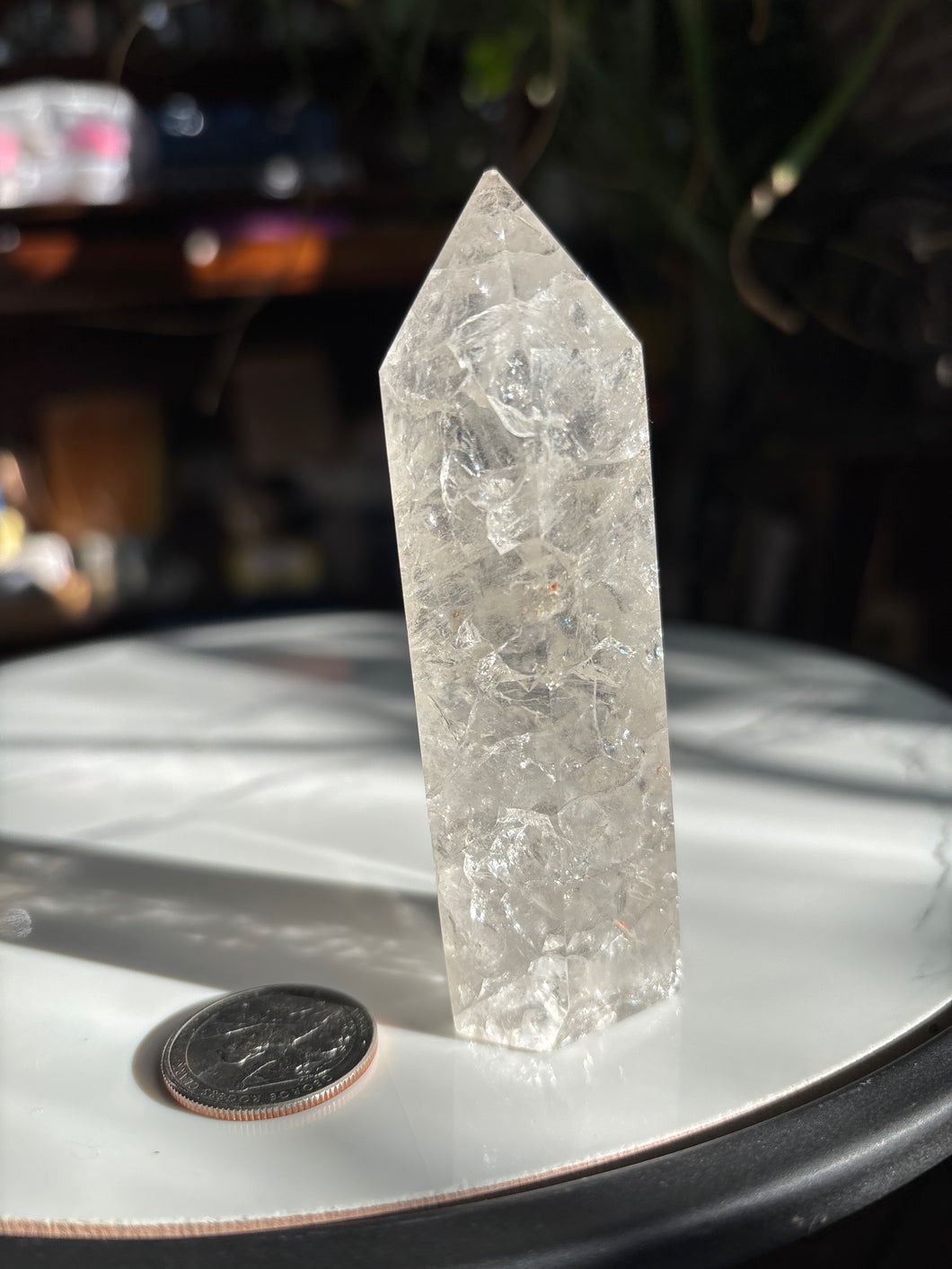 3.75” Crackle Quartz Tower w/imperfect tip 152g